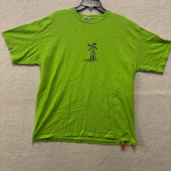 VTG Pirana Joe Shirt Mens XL Green Jamaica "No Problem" Graphic Funny Surfer, Pl - Picture 1 of 8